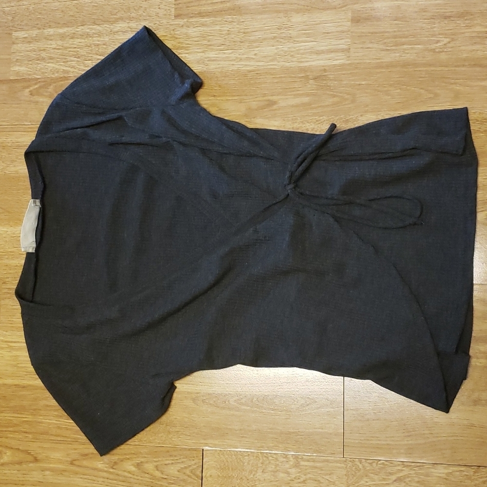 Charcoal gray ribbed wrap top size small